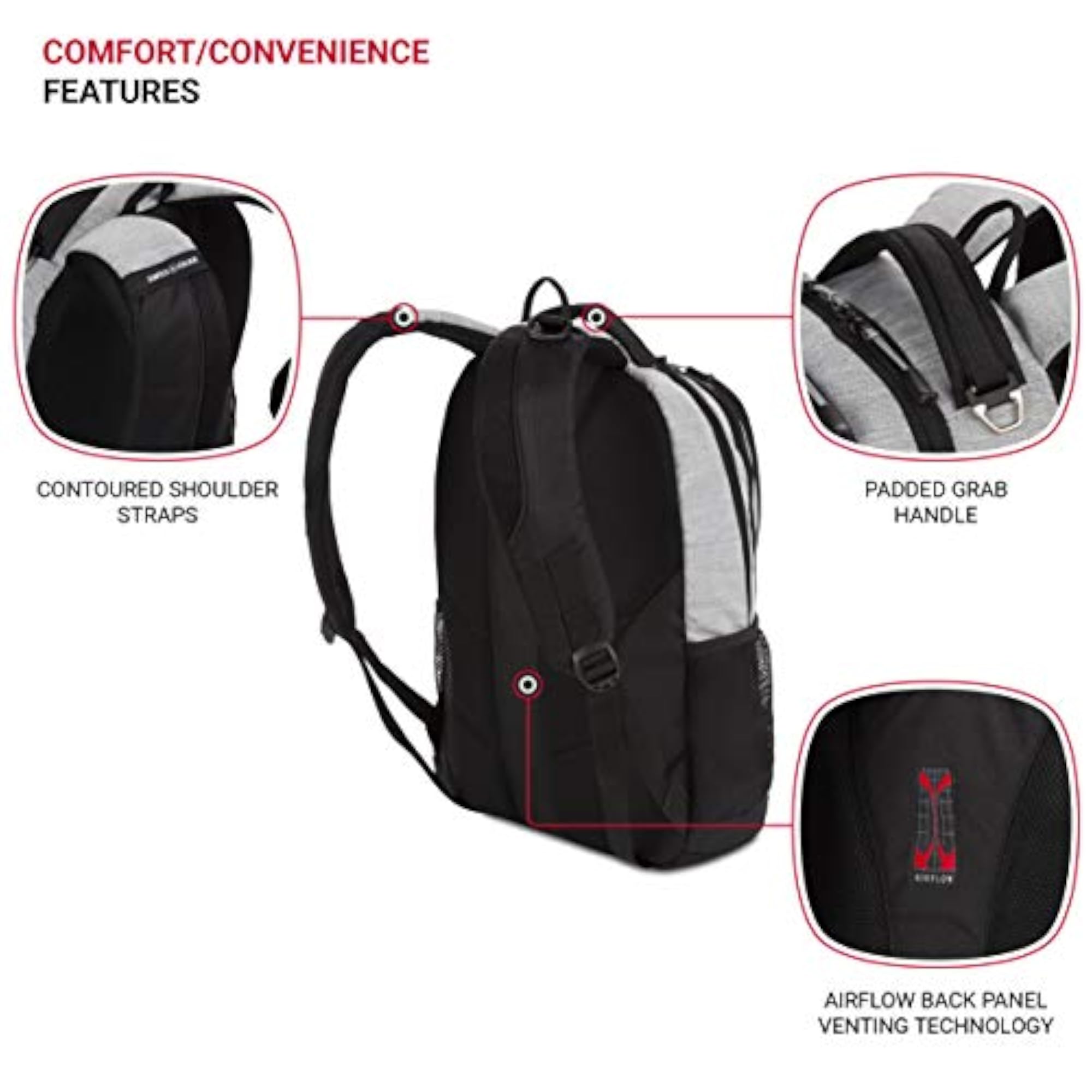 Swiss Gear Polyester Laptop Backpack, Light Grey